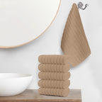 6-Pack Premium Turkish Cotton Corduroy Stripe Washcloths Set, 13 x 13 inch