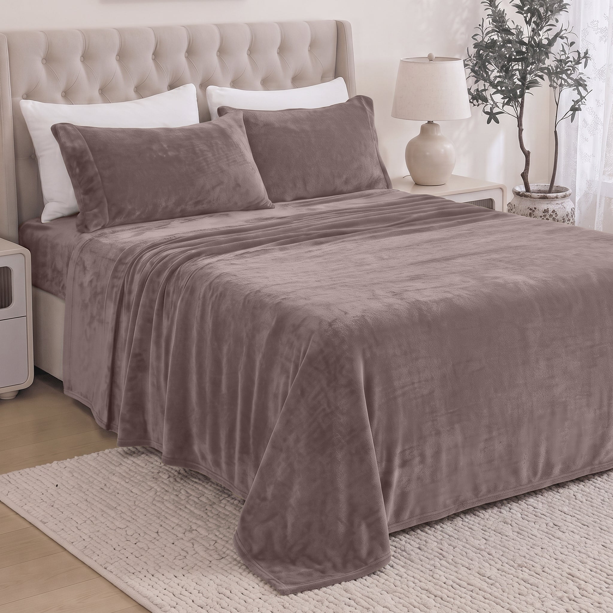 4-Piece Velvet Plush Flannel Sheet Set