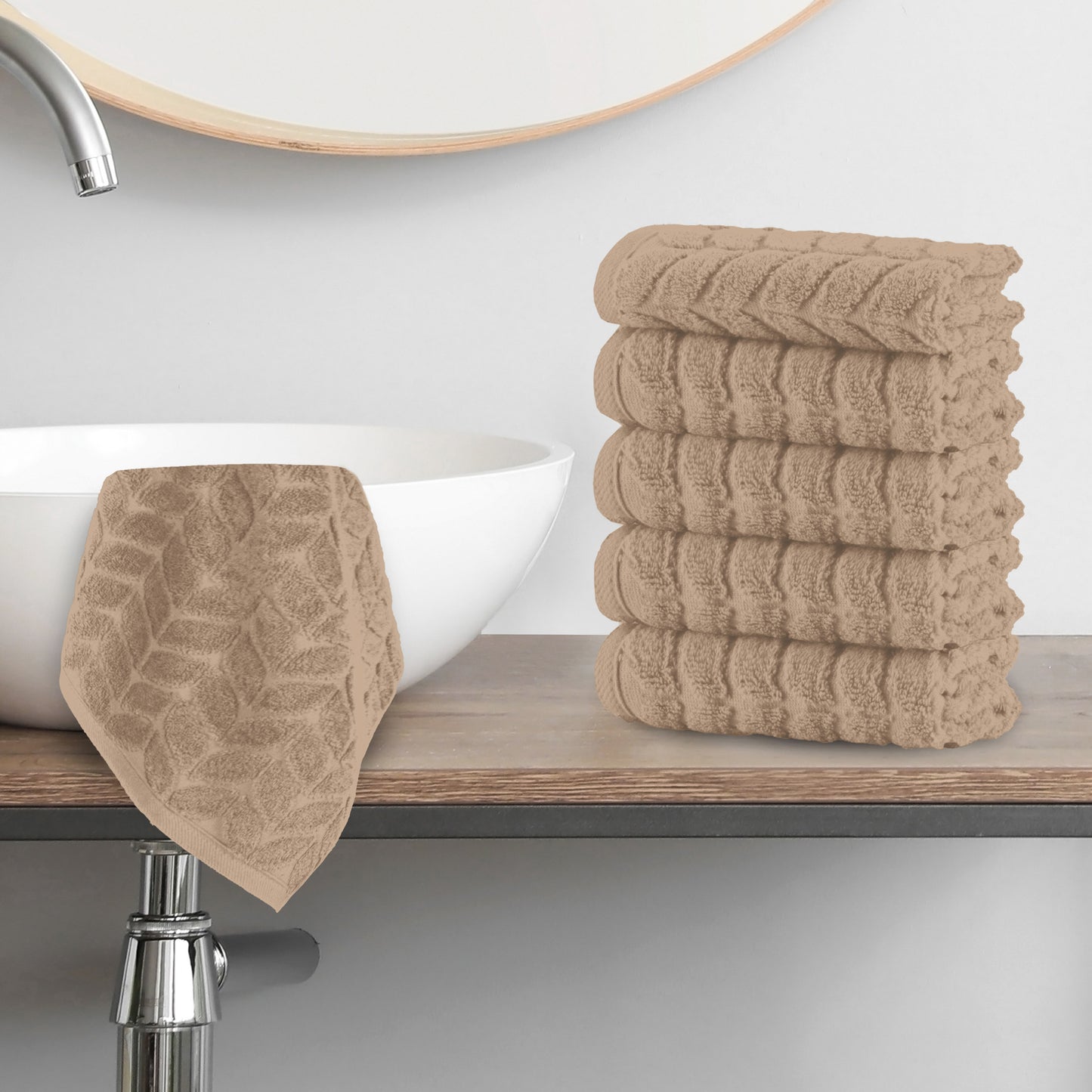 Elegant Comfort 6-Pack Premium Turkish Cotton Braided Washcloths Set, 13 x 13 inch