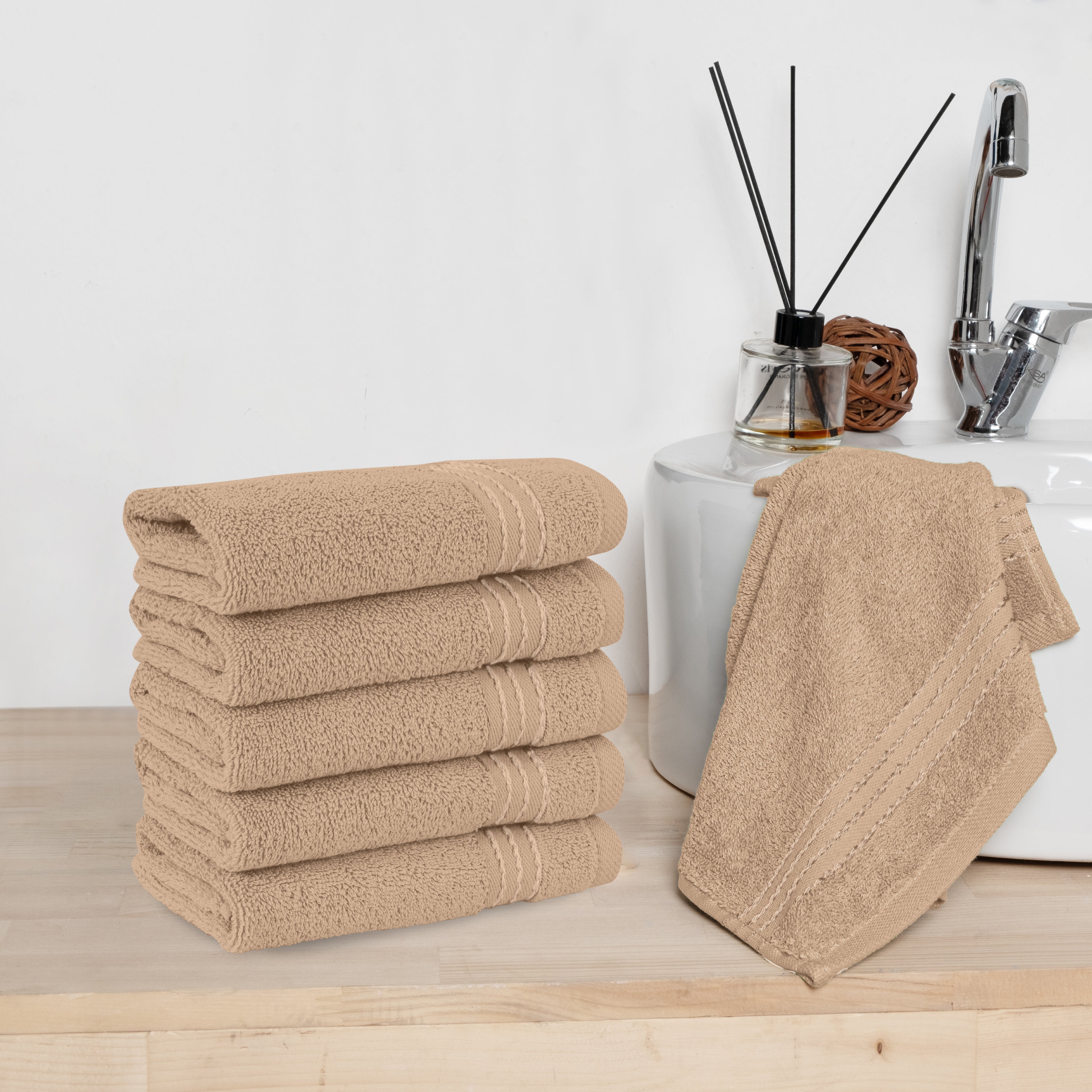 6-Pack Premium Turkish Cotton Washcloths Set, 13 x 13 inch