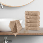 6-Pack Premium Turkish Cotton 4 Lines Stripe Washcloths Set, 13 x 13 inch