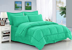 8-Piece Dobby Stripe Comforter Set - Includes 4-Piece Sheet Set with Double Sided Storage Pockets