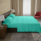Essential Solid 3 Line Embroidery - Soft as a Hotel Premium Quality, 4-Piece Sheet Set, Bright Shades