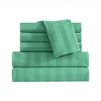 6-Piece Dobby Stripe Printed Bed Sheet Set- Soft as a Hotel Premium Quality