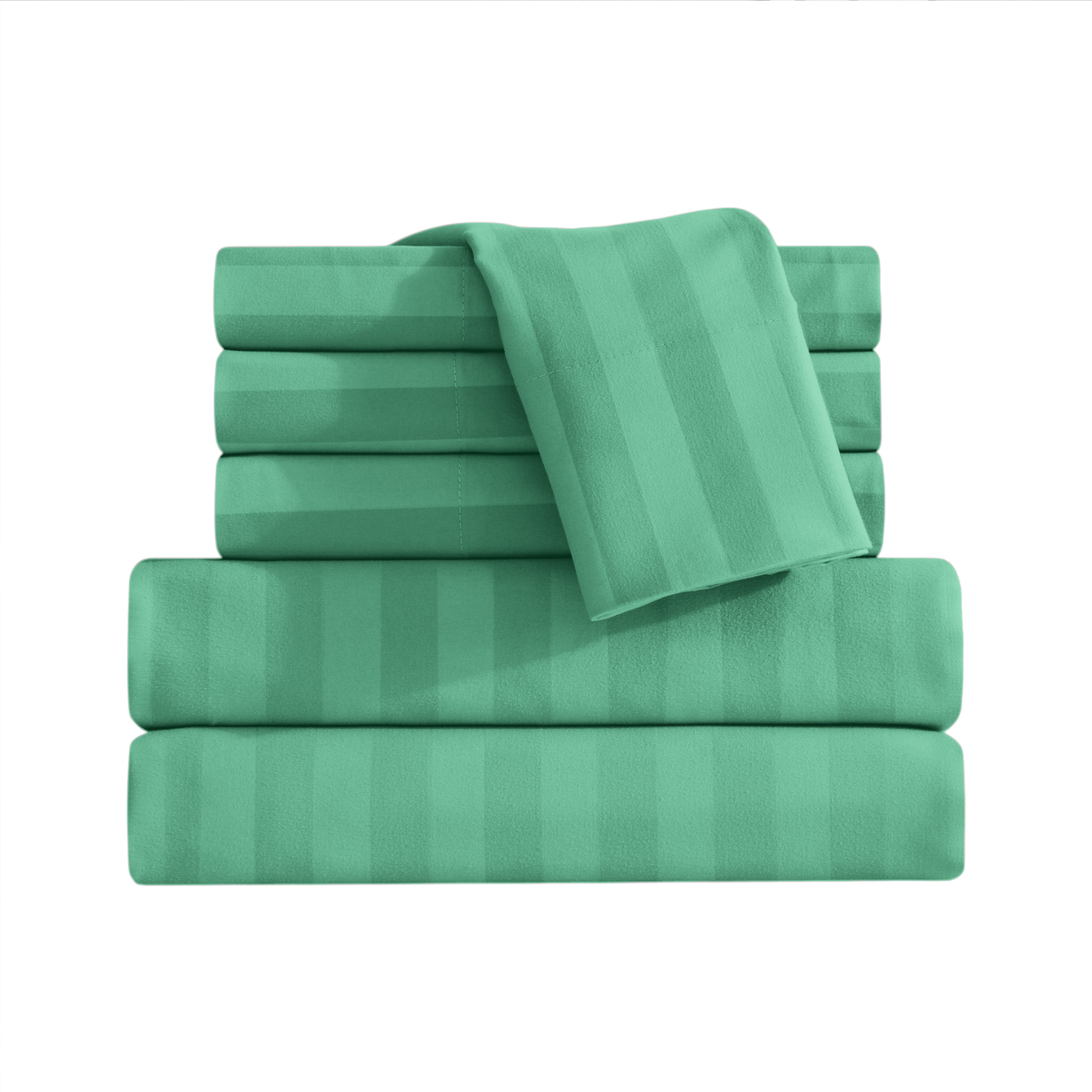 6-Piece Dobby Stripe Printed Bed Sheet Set- Soft as a Hotel Premium Quality
