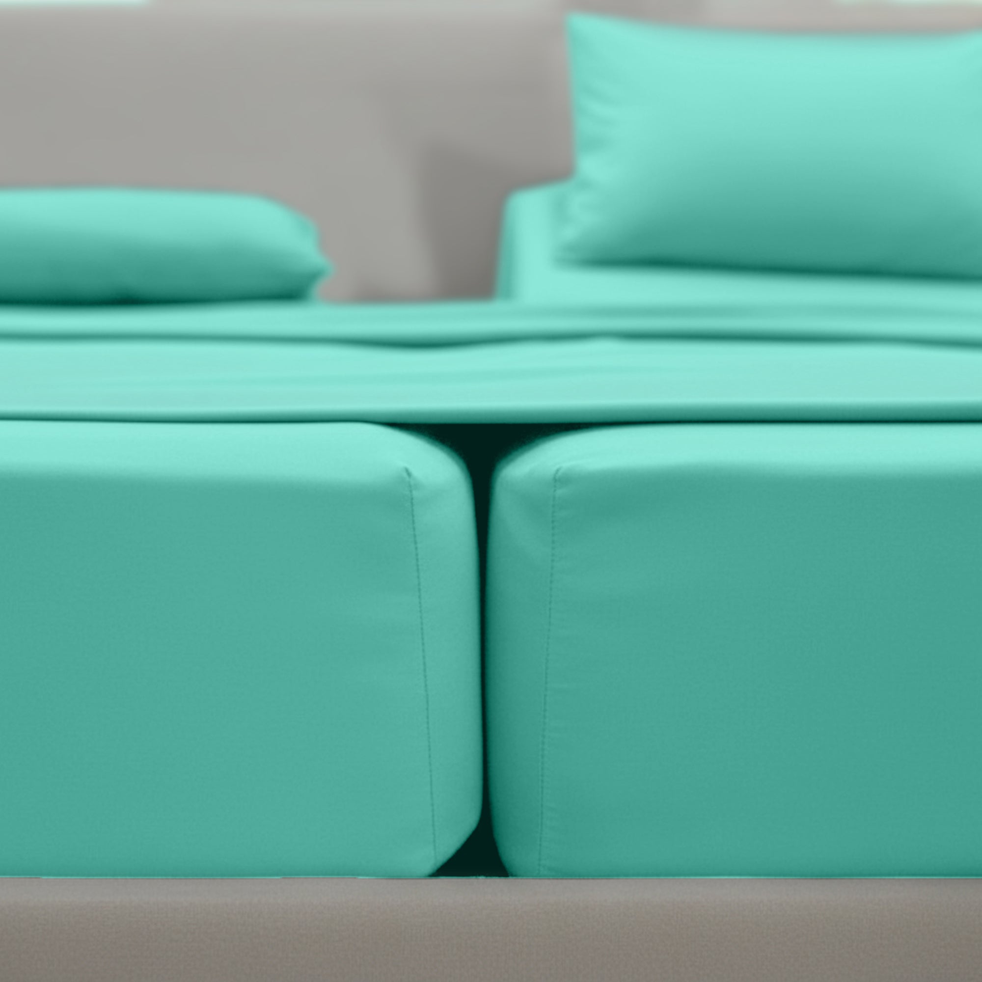 Essential Solid 3 Line Embroidery - Soft as a Hotel Premium Quality, 4-Piece Sheet Set, Bright Shades