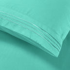 Essential Solid 3 Line Embroidery - Soft as a Hotel Premium Quality, 4-Piece Sheet Set, Bright Shades