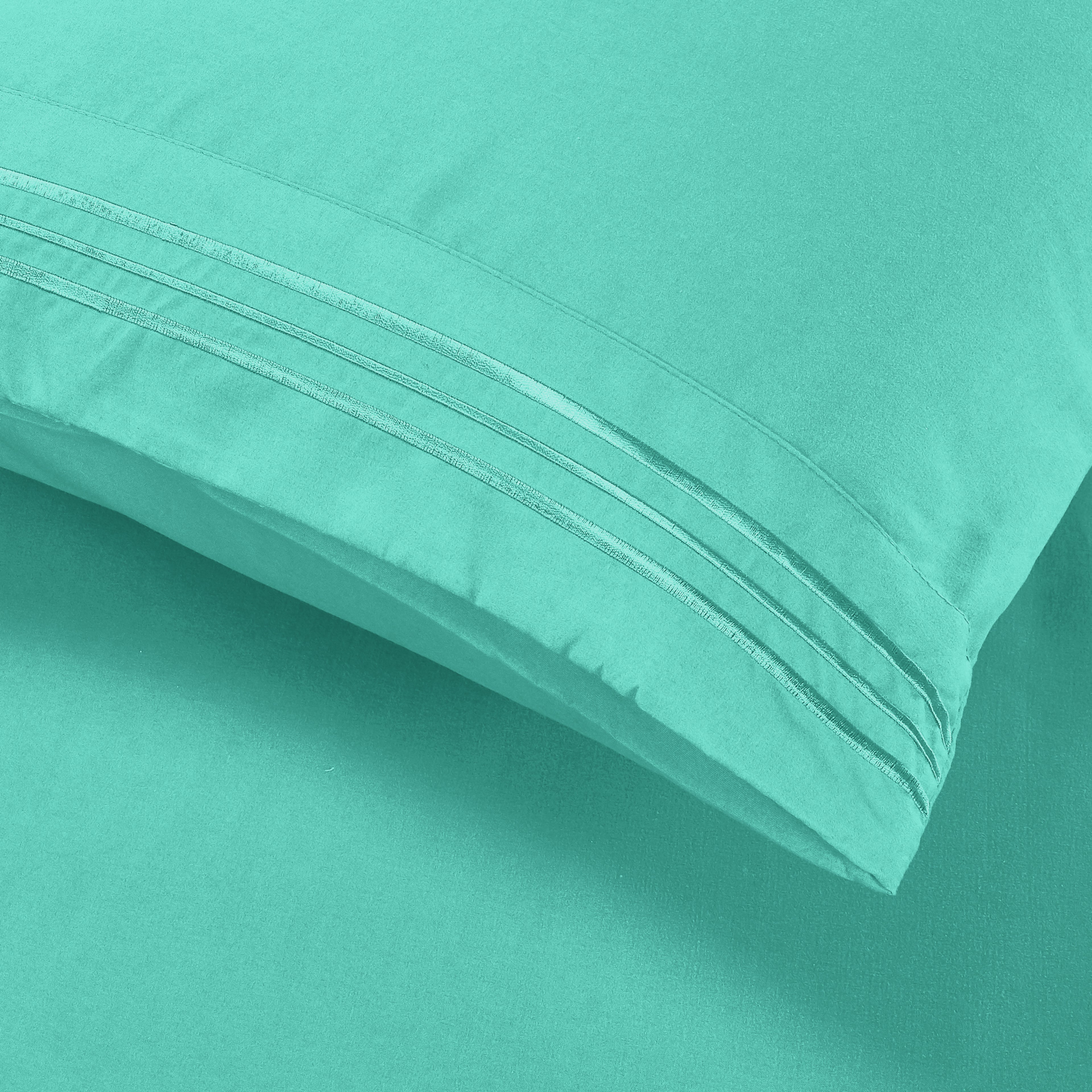 Essential Solid 3 Line Embroidery - Soft as a Hotel Premium Quality, 4-Piece Sheet Set, Bright Shades
