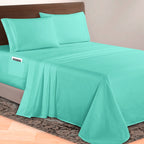 Extra deep 18-24 Inch Pocket 3 Line Embroidery, 4-Piece Sheet Set, Bright Shades