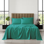 6-Piece Dobby Stripe Printed Bed Sheet Set- Soft as a Hotel Premium Quality