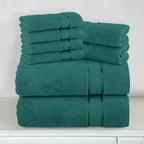 8-Piece Turkish Cotton Towel Set, 4 Washcloths, 2 Hand Towels and 2 Bath Towels