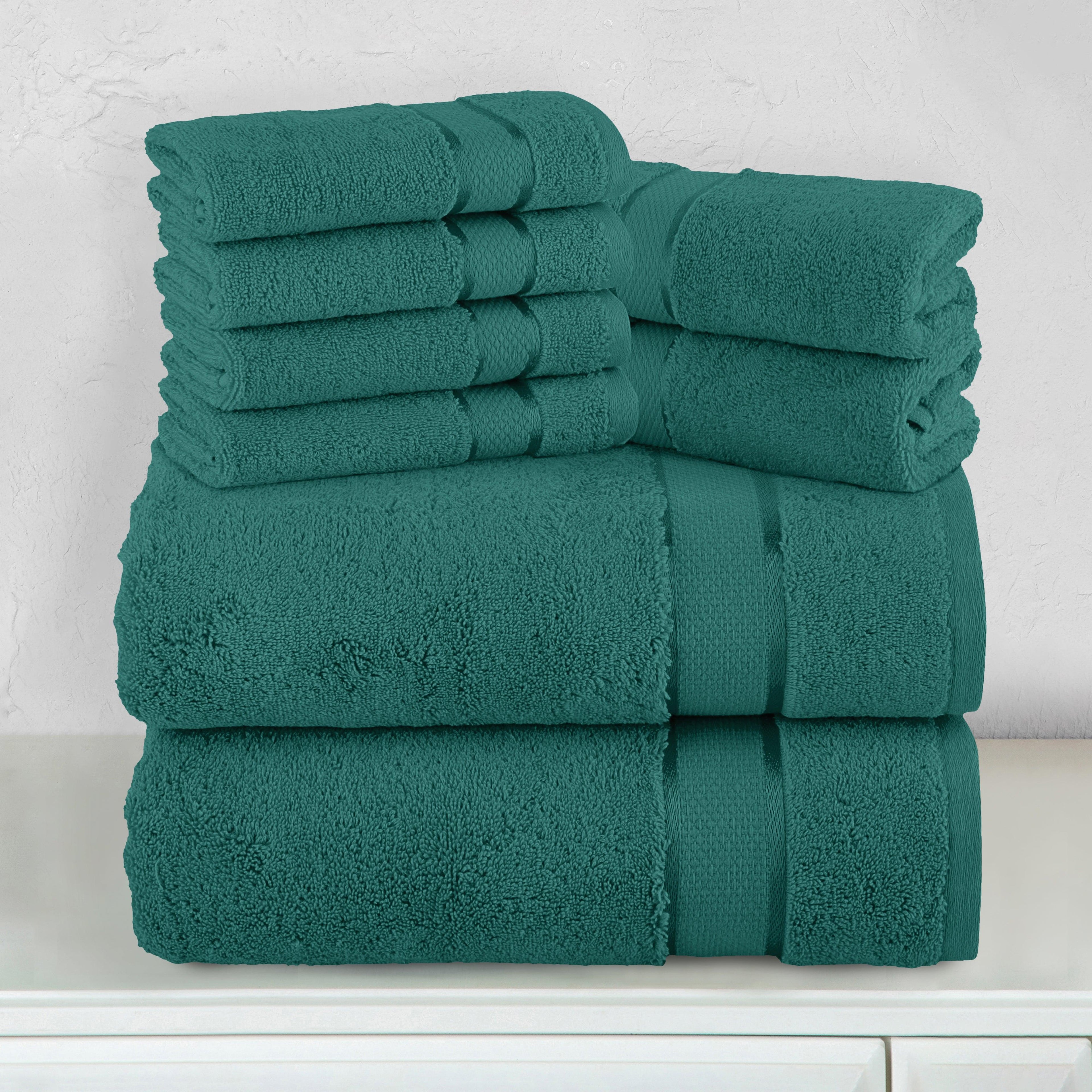 8-Piece Turkish Cotton Towel Set, 4 Washcloths, 2 Hand Towels and 2 Bath Towels