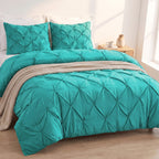 Pinch Pleated Pintuck Pattern, 3-Piece Duvet Cover Set - Features Corner Ties