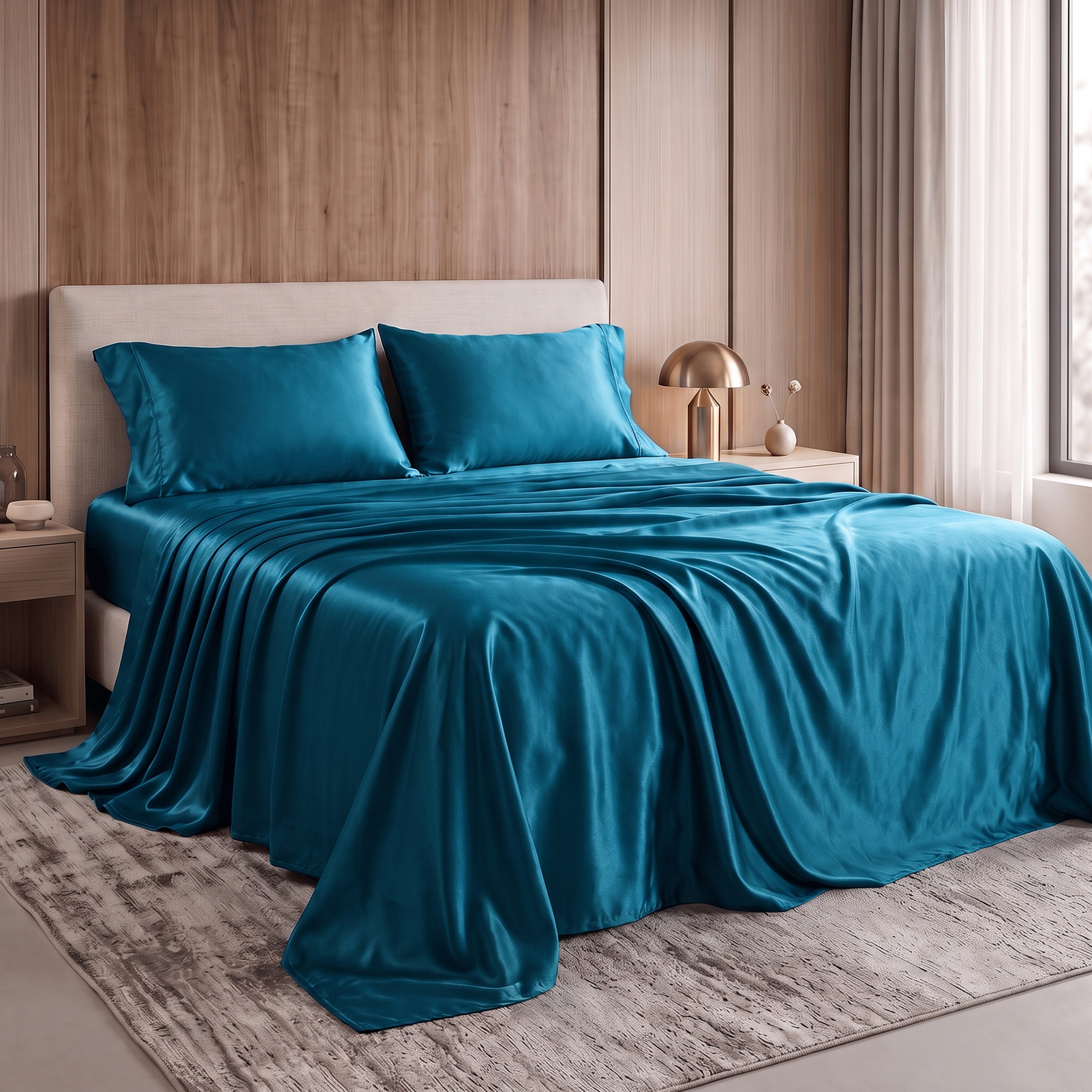Fine 4-Piece Silky Satin Sheet Set, Moody Shades