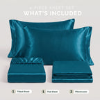 Fine 4-Piece Silky Satin Sheet Set, Moody Shades