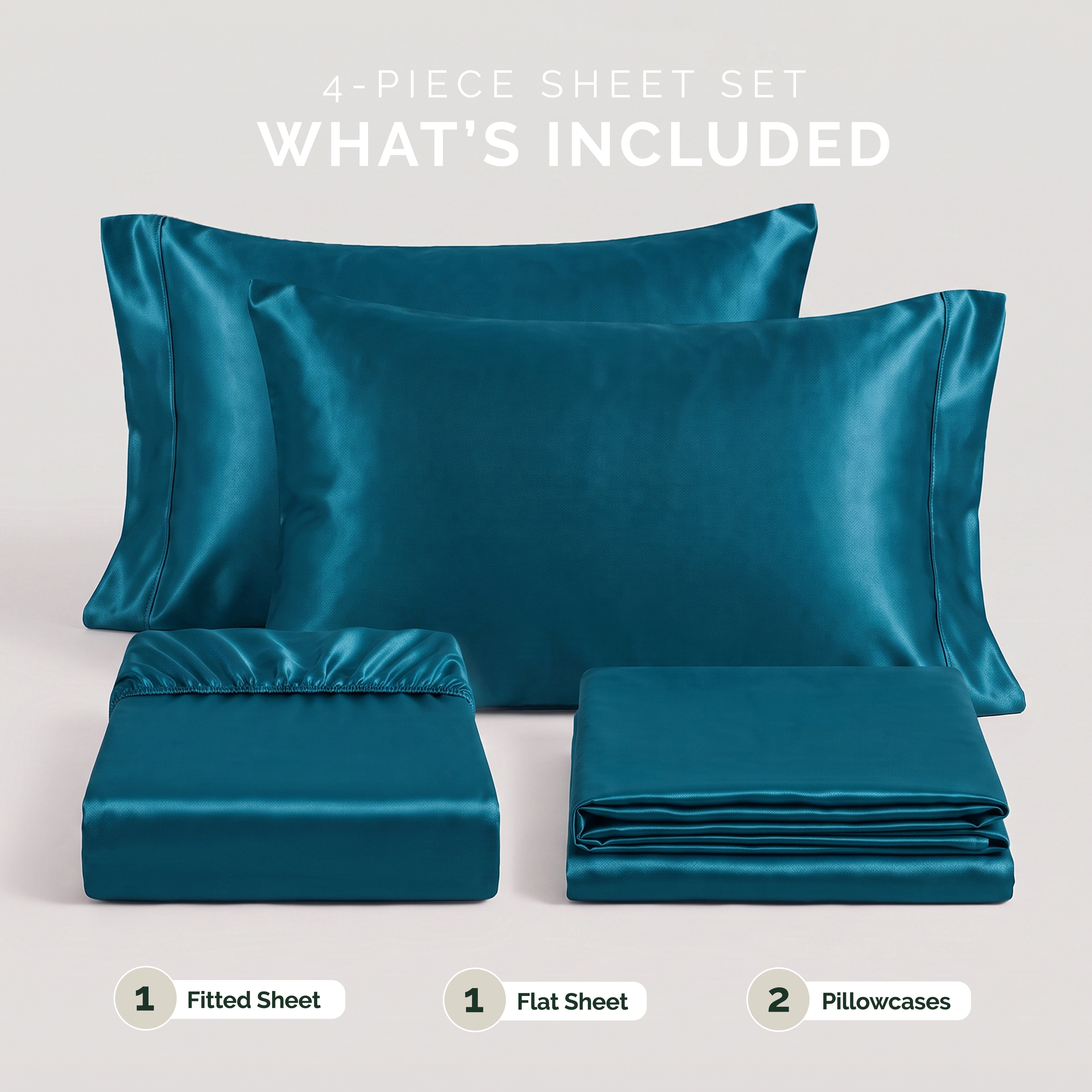 Fine 4-Piece Silky Satin Sheet Set, Moody Shades