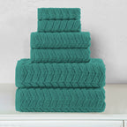 6-Piece Turkish Cotton Braided Towel Set, 2 Washcloths, 2 Hand Towels and 2 Bath Towels