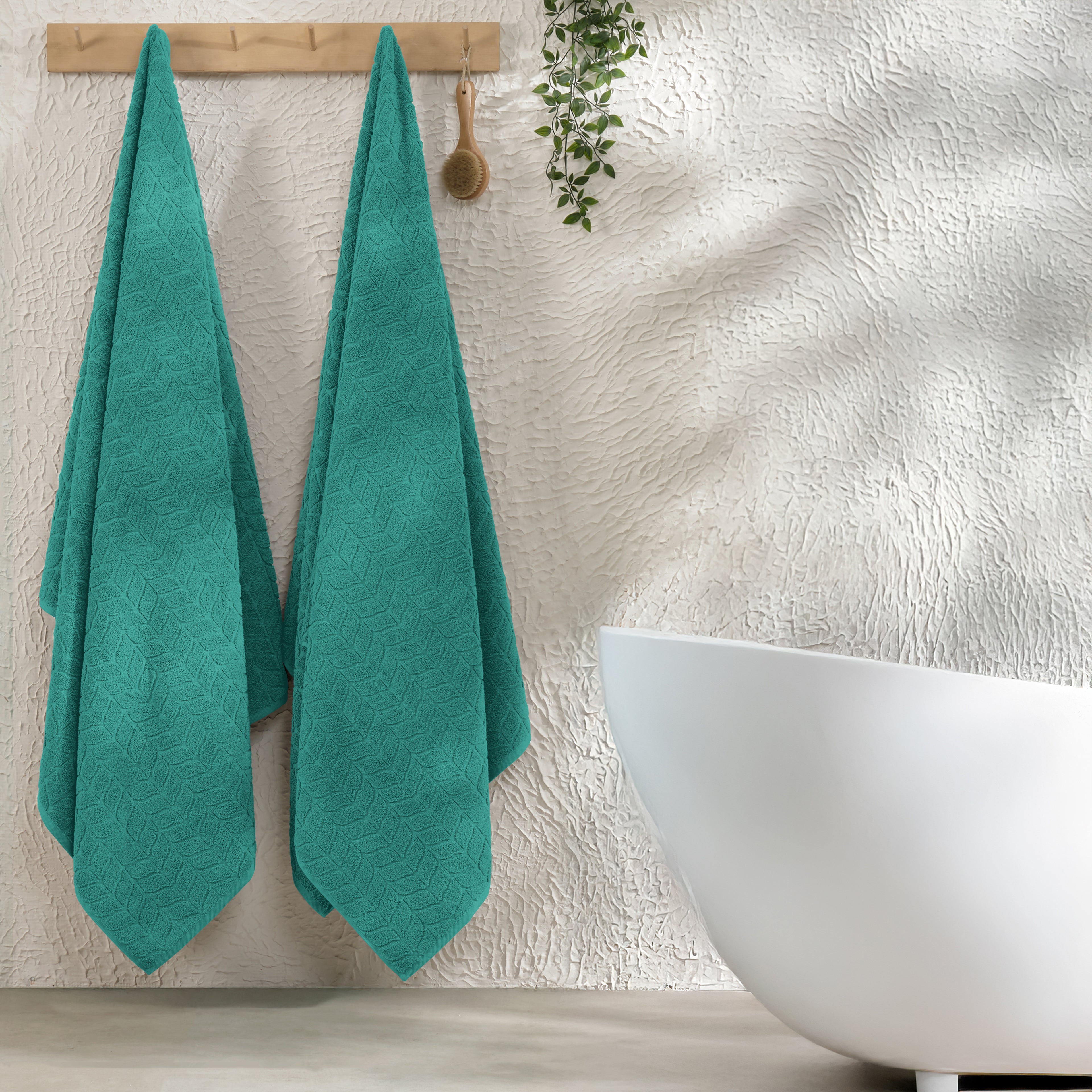 2-Pack Premium Turkish Cotton Braided Bath Towel Set, 27 x 54 inch