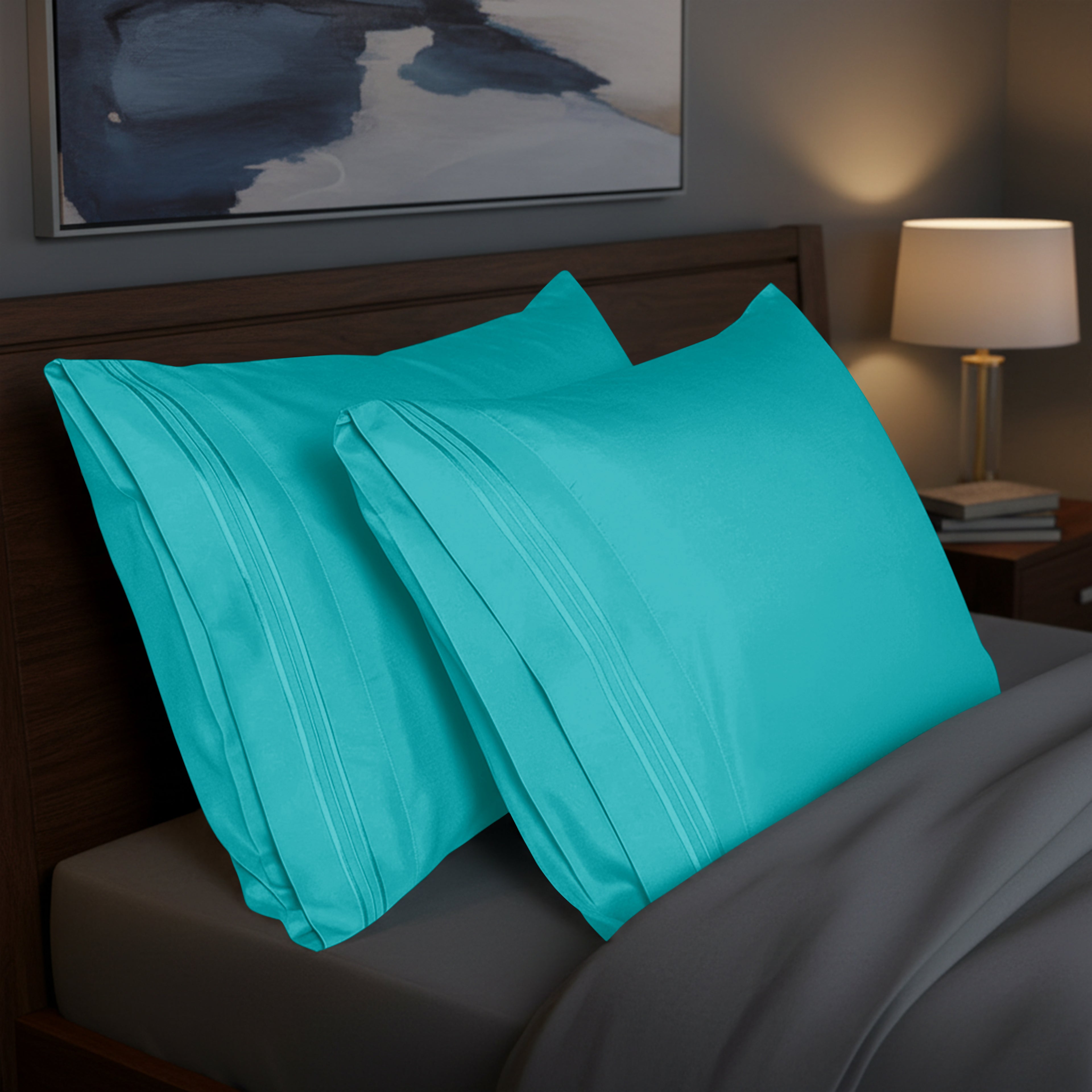 Set of 2 Pillowcases- 3 Line Embroidery