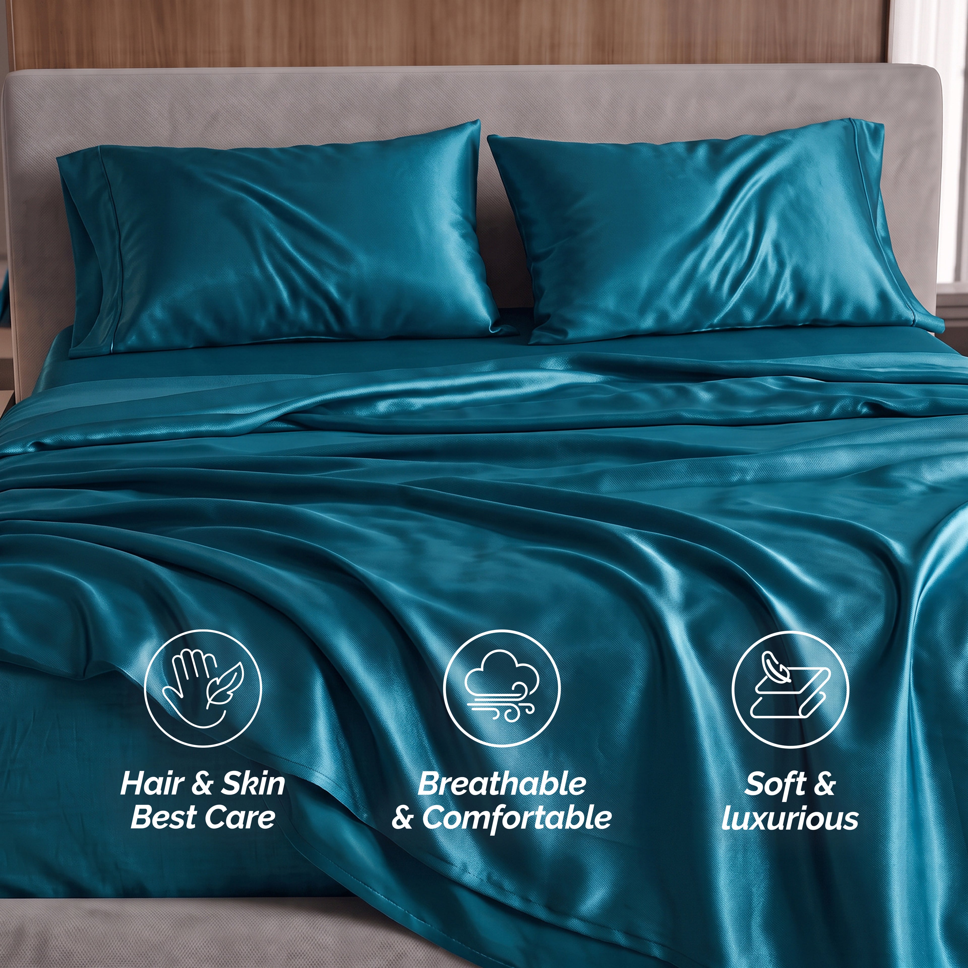 Fine 4-Piece Silky Satin Sheet Set, Moody Shades
