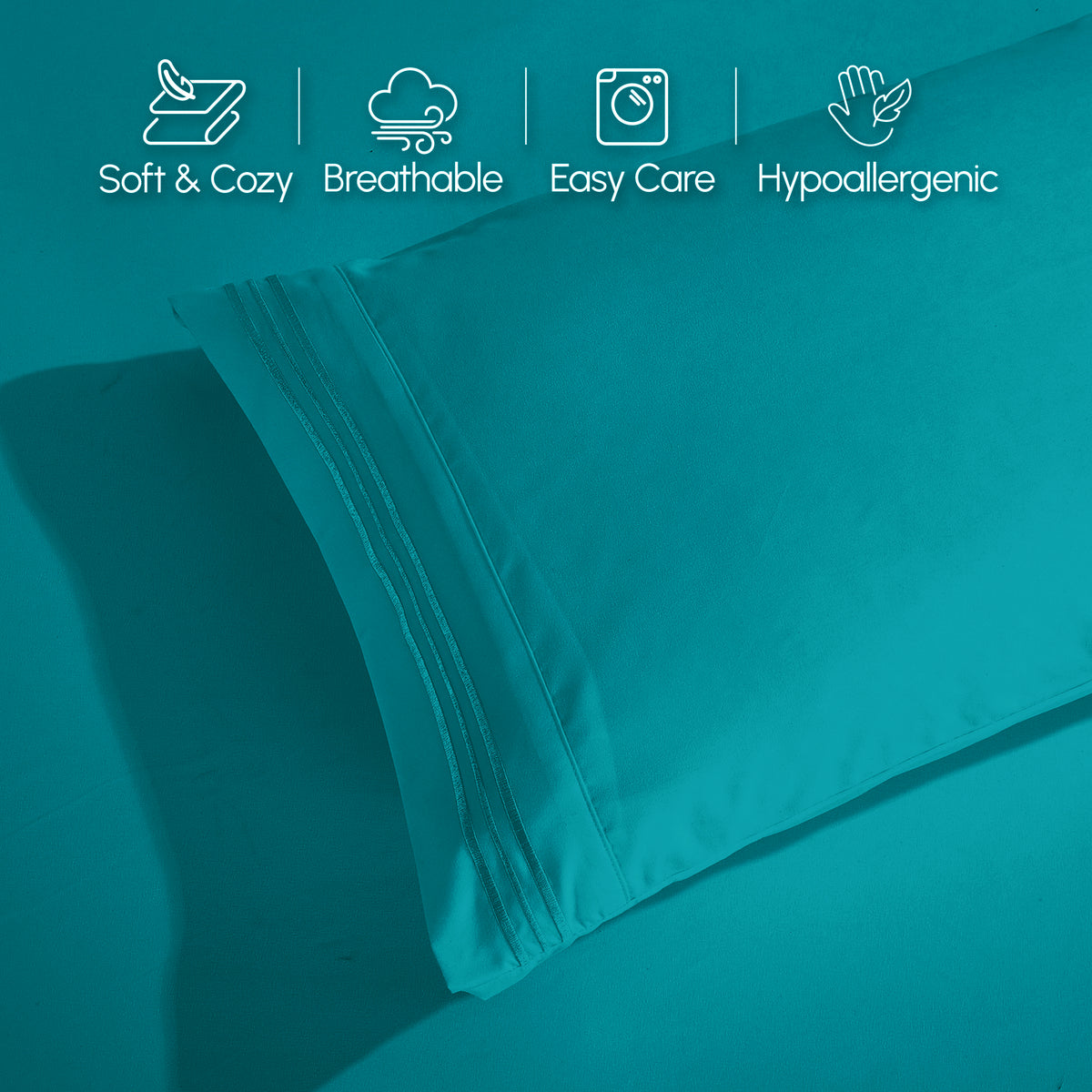 Essential 6-Piece 3-Line Embroidery Sheet Set, Soft as a Hotel Premium Quality,  Moody Shades