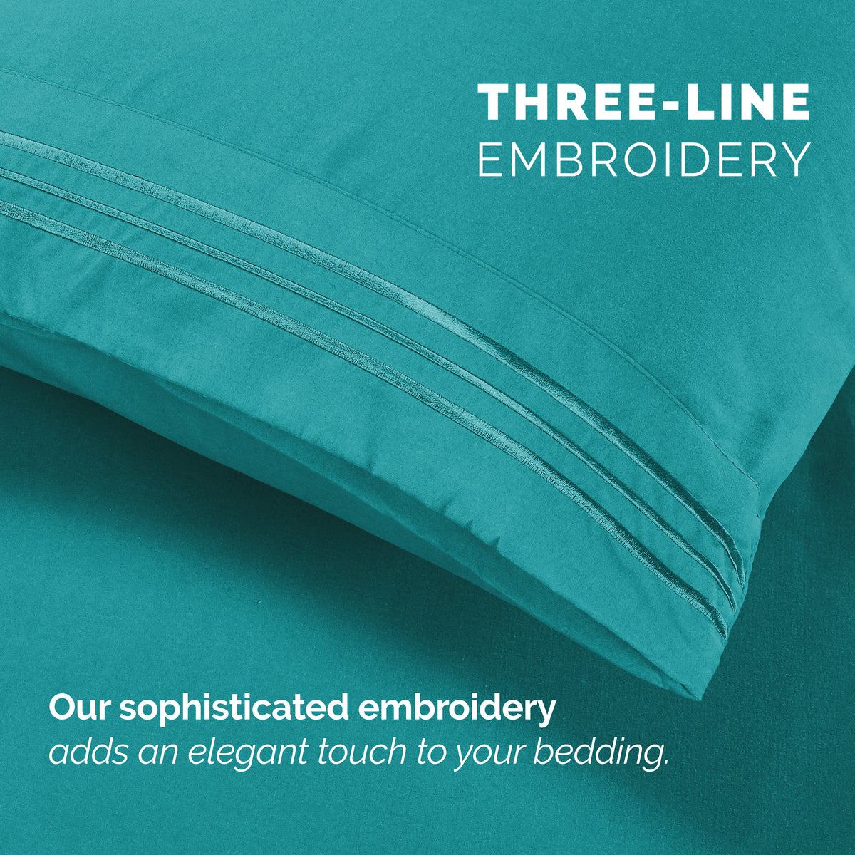 Extra deep 18-24 Inch Pocket 3 Line Embroidery, 6-Piece Sheet Set, Moody Shades
