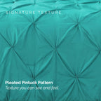 Pinch Pleated Pintuck Pattern, 3-Piece Duvet Cover Set - Features Corner Ties