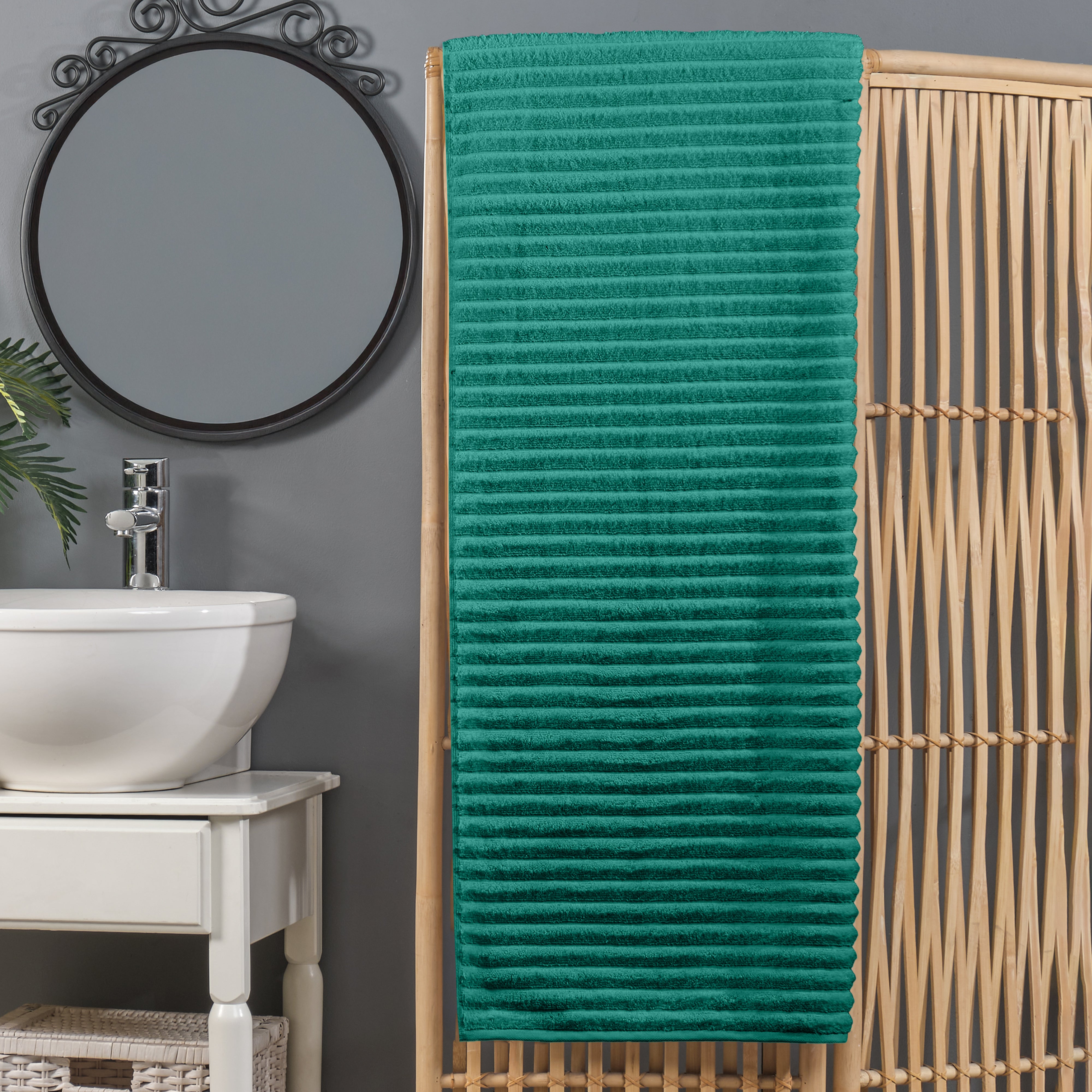 Elegant Comfort Premium Turkish Cotton Corduroy Stripe Oversized Bath Sheet Towel - Thumbnail 5