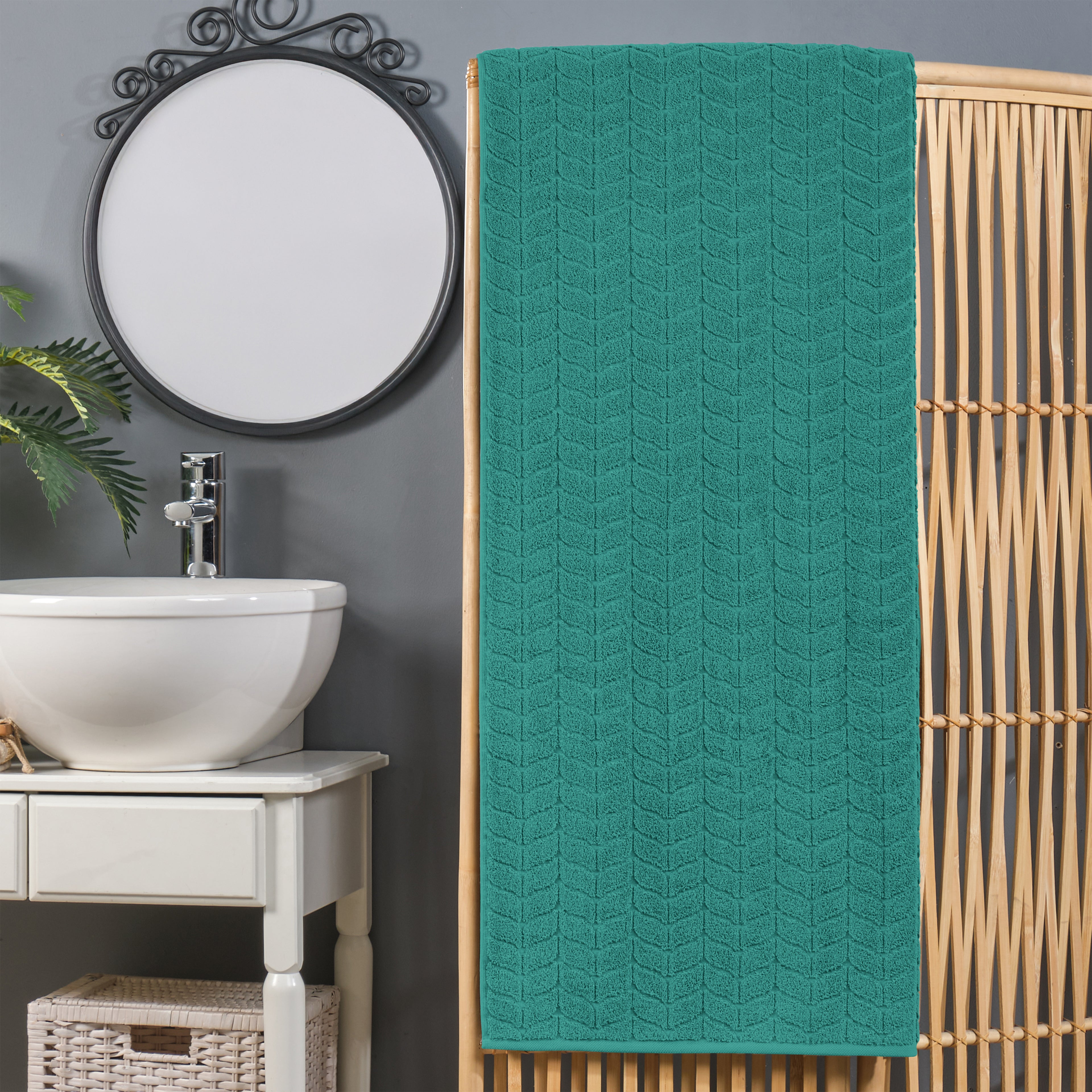 1-Piece Premium Turkish Cotton Braided Oversized Bath Sheet Towel 40 x 80 Inch