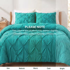 Pinch Pleated Pintuck Pattern, 3-Piece Duvet Cover Set - Features Corner Ties