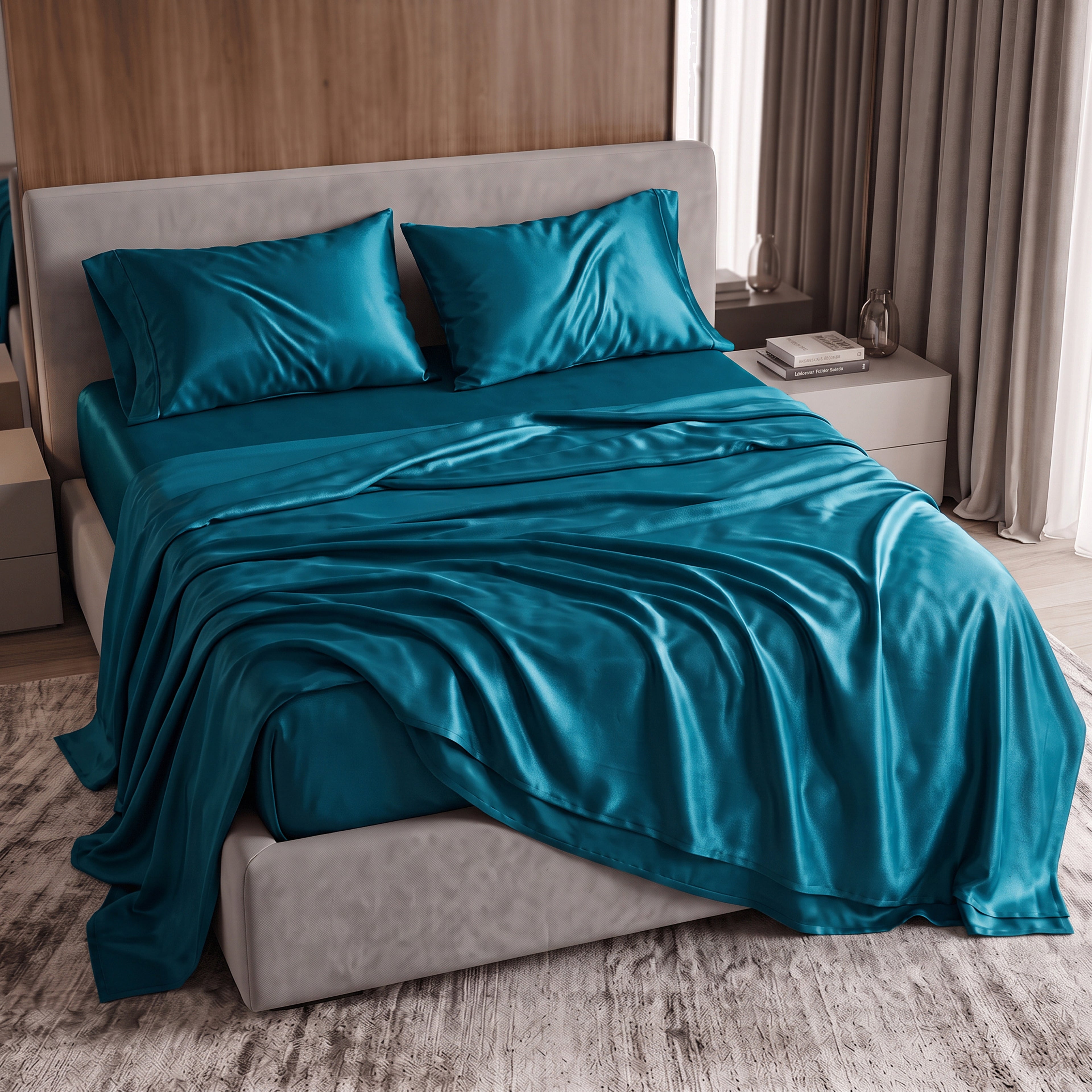Fine 4-Piece Silky Satin Sheet Set, Moody Shades