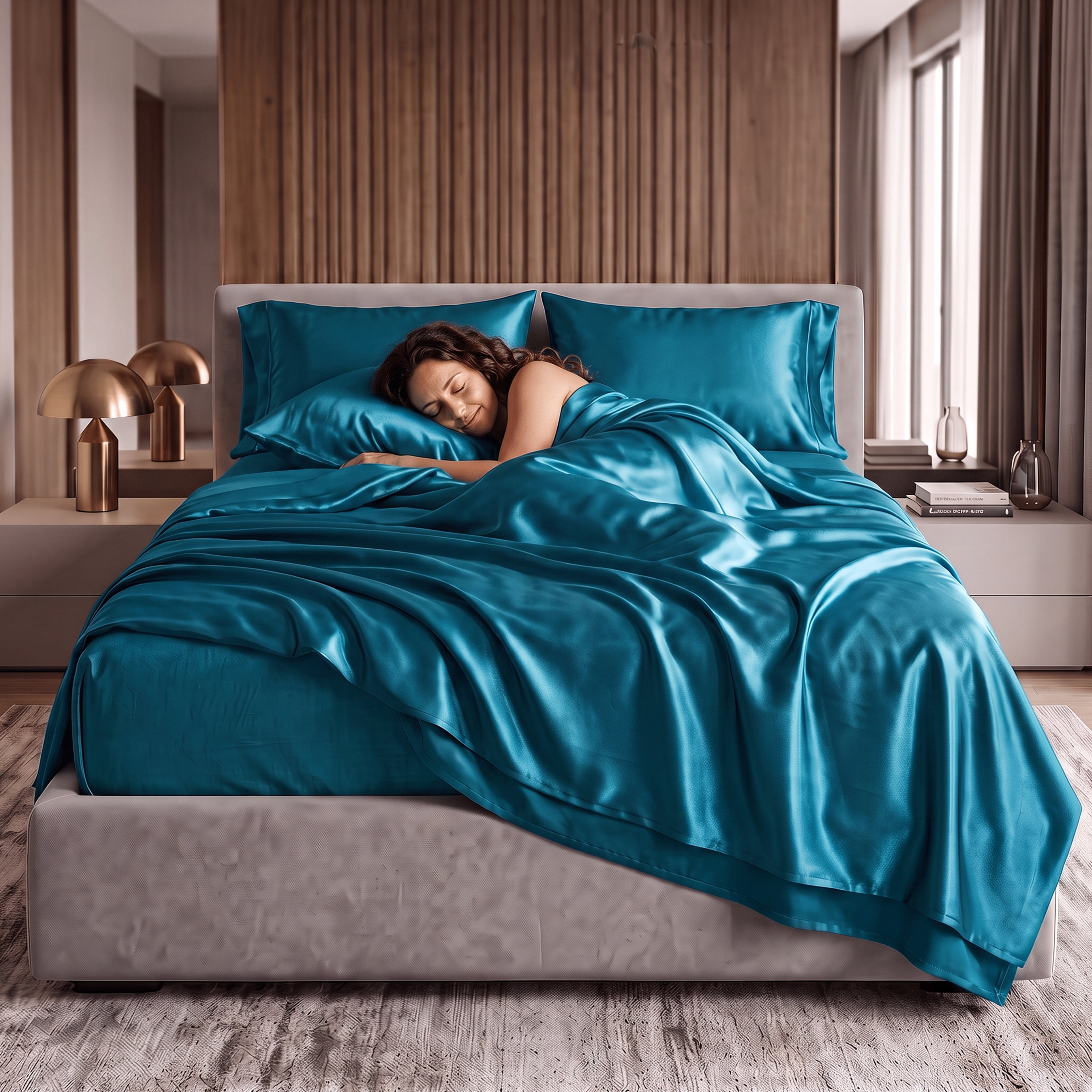Fine 4-Piece Silky Satin Sheet Set, Moody Shades