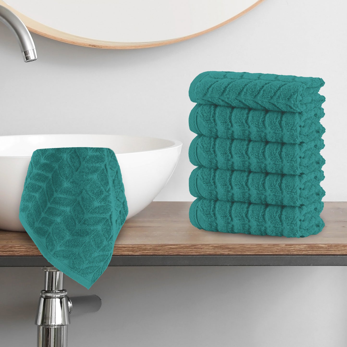 Elegant Comfort 6-Pack Premium Turkish Cotton Braided Washcloths Set, 13 x 13 inch