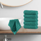 6-Pack Premium Turkish Cotton 4 Lines Stripe Washcloths Set, 13 x 13 inch