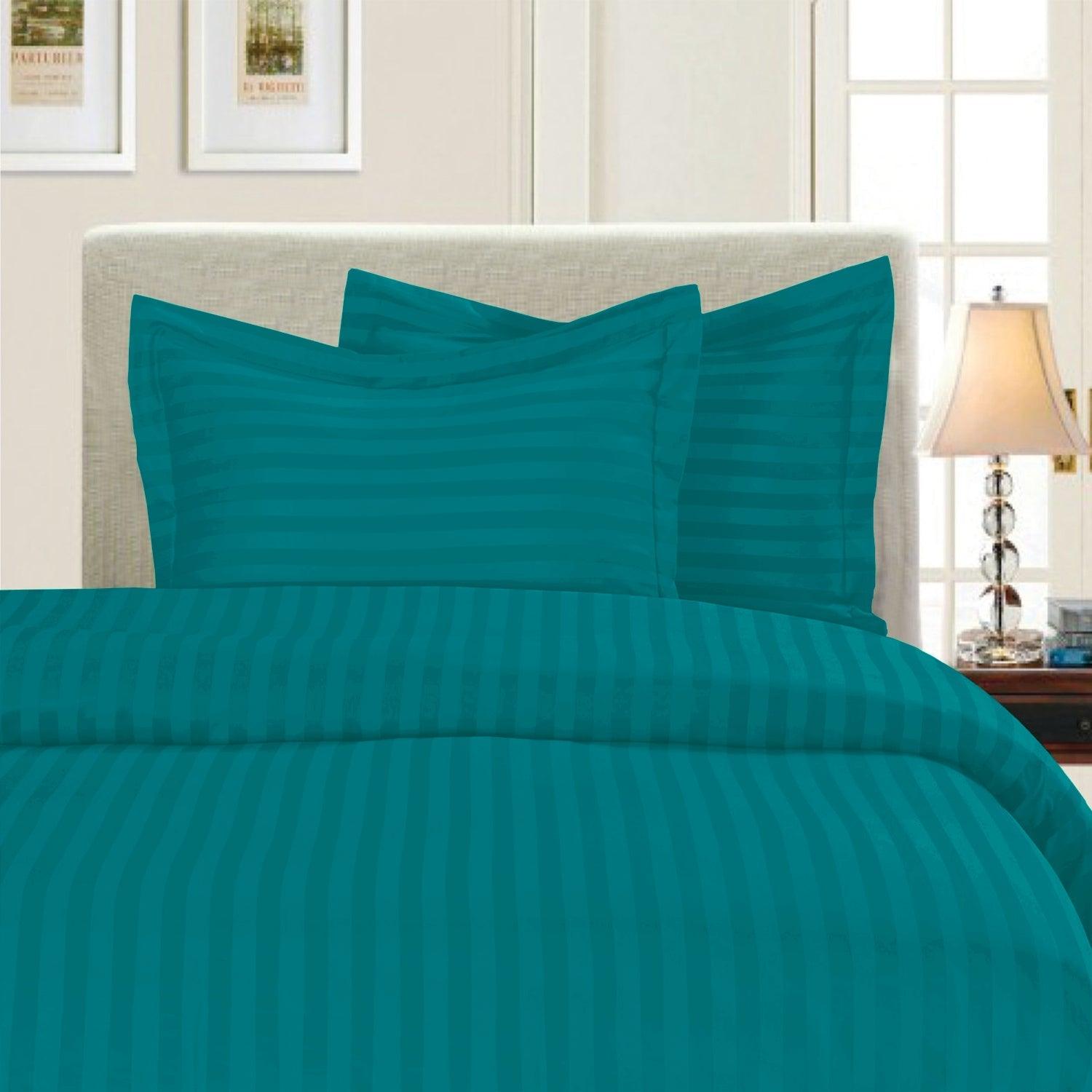 3-Piece Stripe Duvet Cover Set - Dobby Stripe Printed Pattern