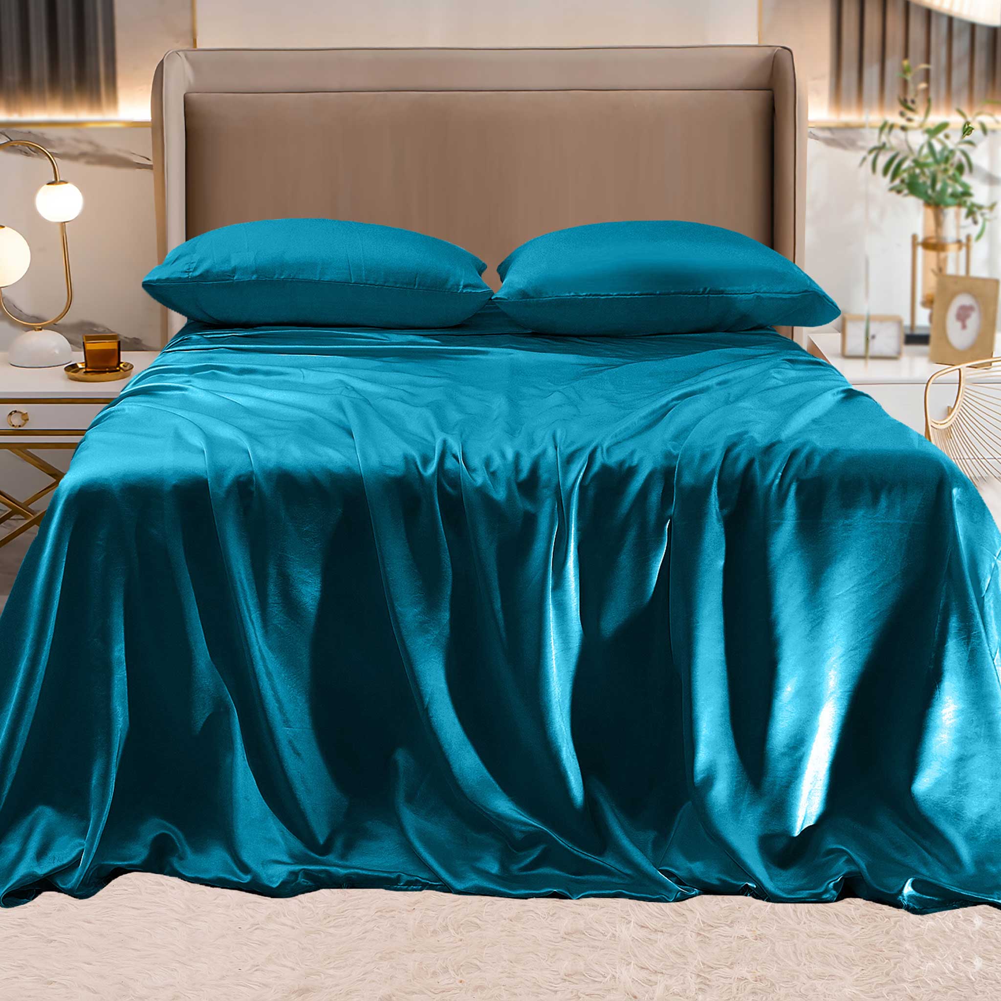 Bed Sheet Set - Silky Satin Luxury And Super Soft Solid Color