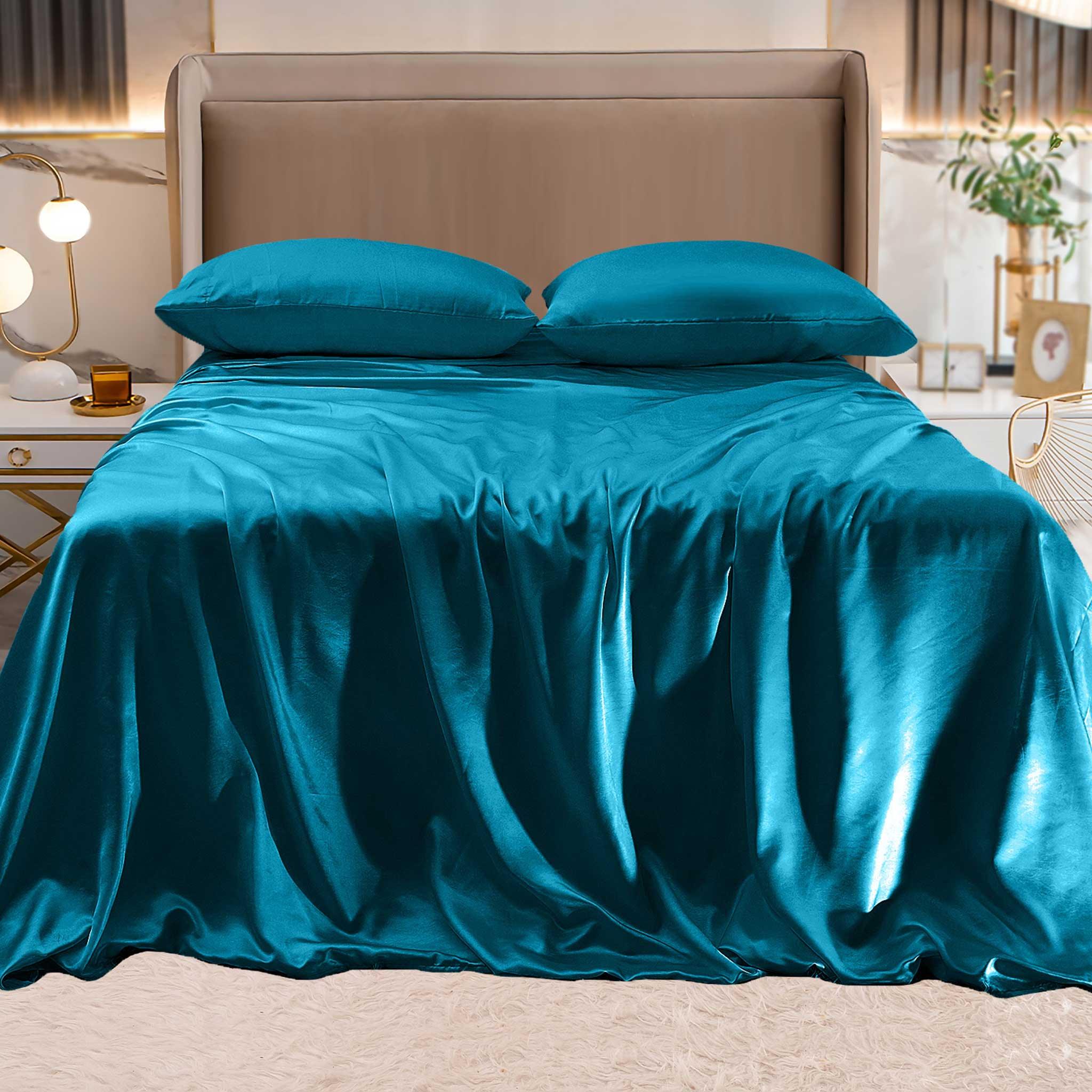 Fine 4-Piece Silky Satin Sheet Set, Moody Shades