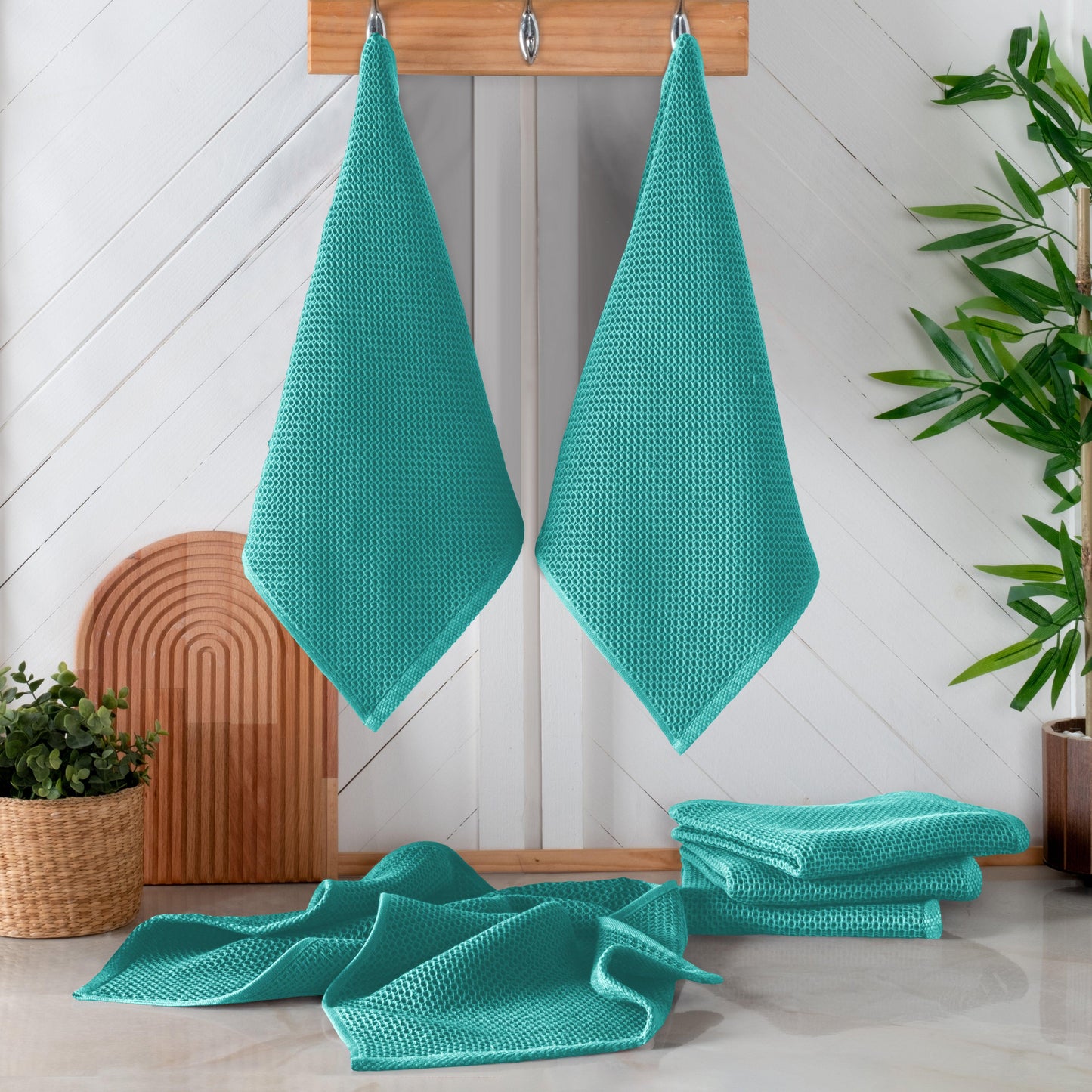 Elegant Comfort 6-Pack Turkish Cotton Waffle Wave Kitchen Towels