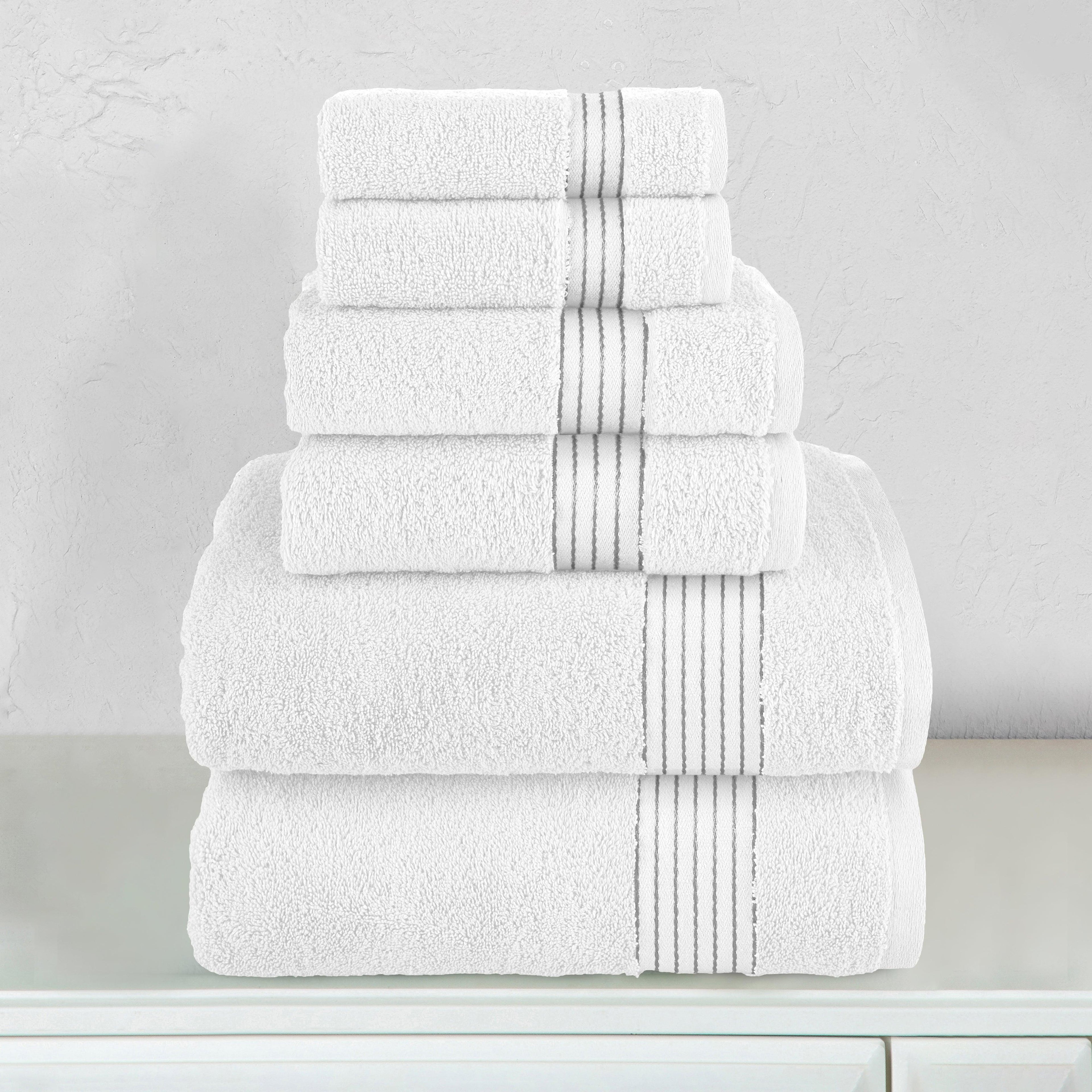 6-Piece Turkish Cotton Towel Set, 2 Washcloths, 2 Hand Towels and 2 Bath Towels