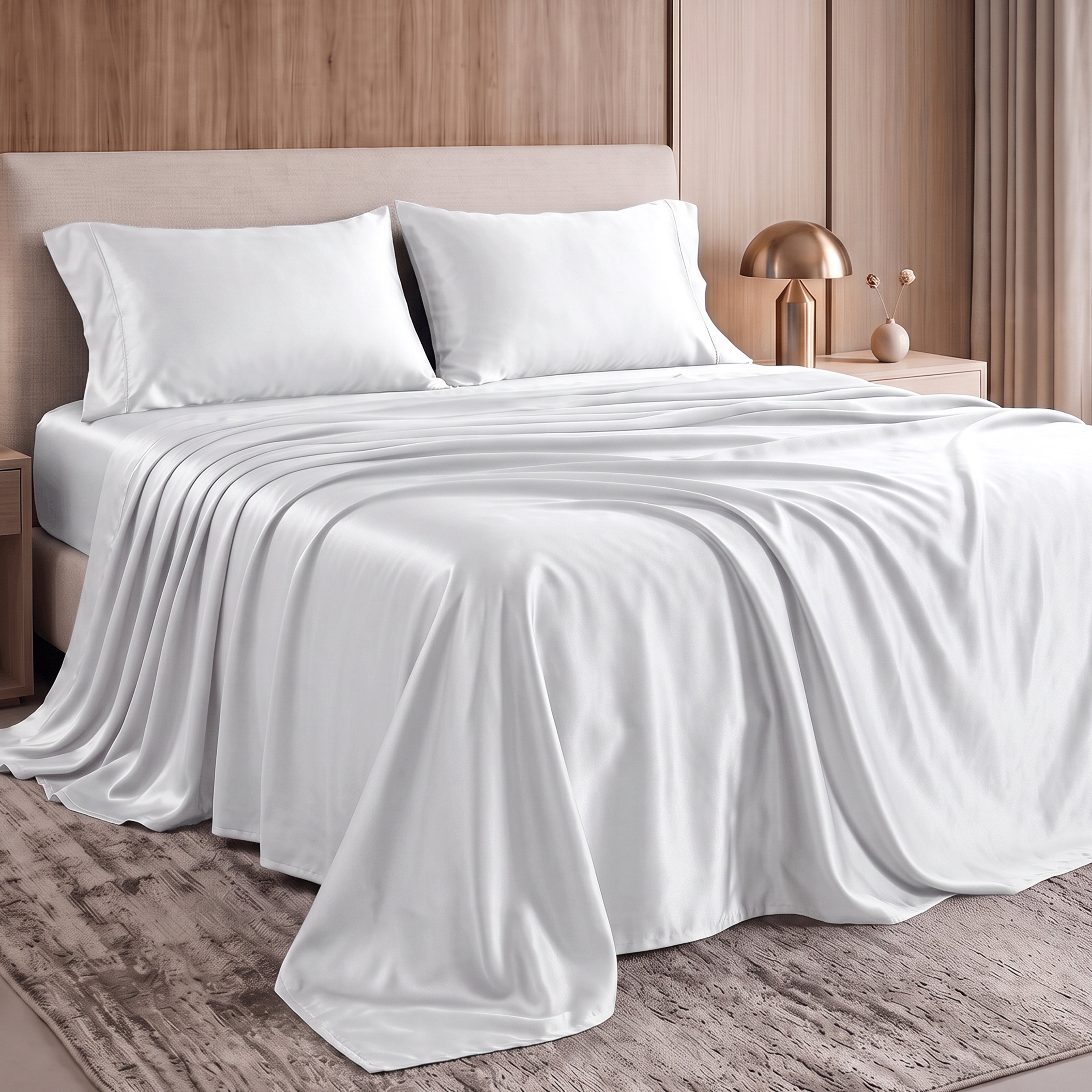 Fine 4-Piece Silky Satin Sheet Set, Bright Shades