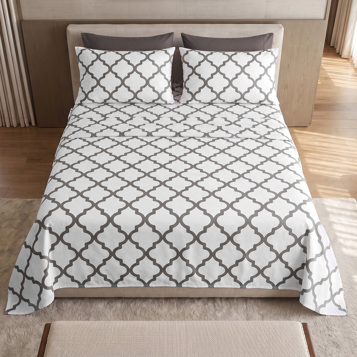 6-Piece Moroccan Trellis Printed Pattern - Soft as a Hotel Premium Quality
