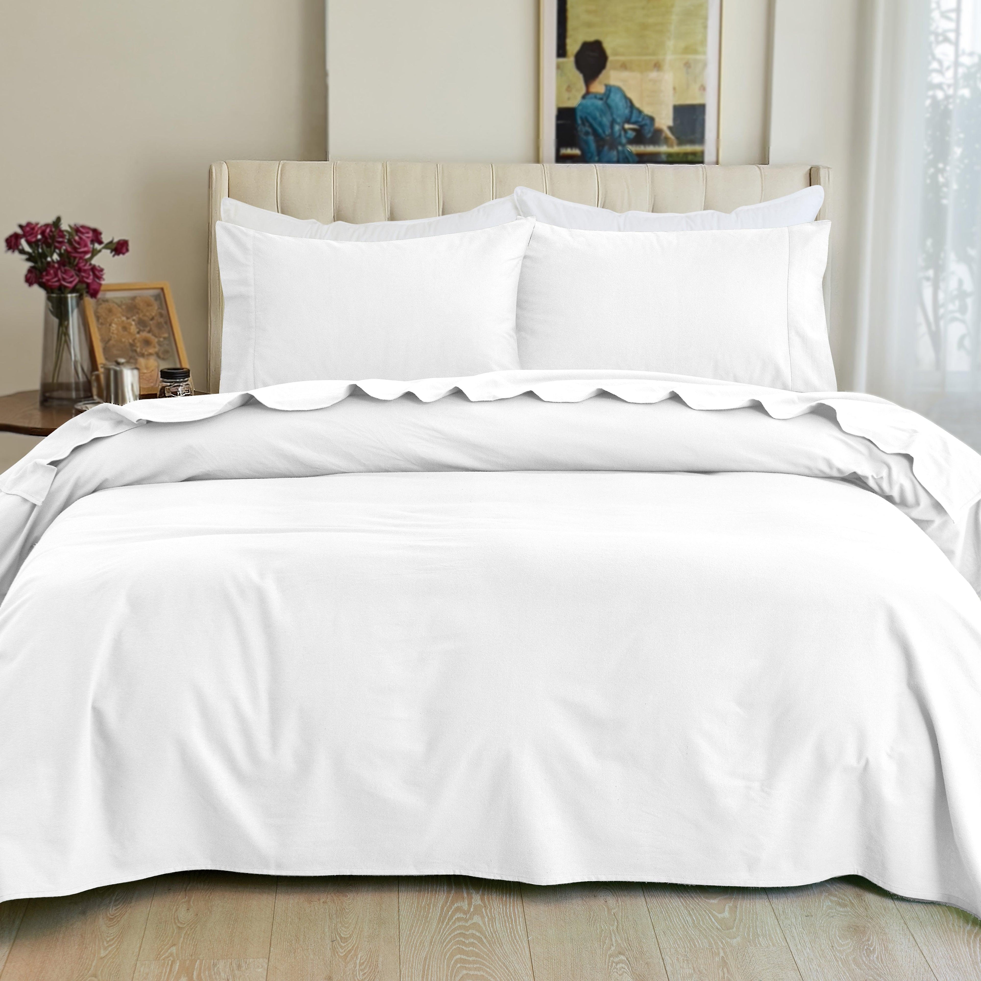 4-Piece Cotton Flannel Sheet Set - 100% Turkish Cotton