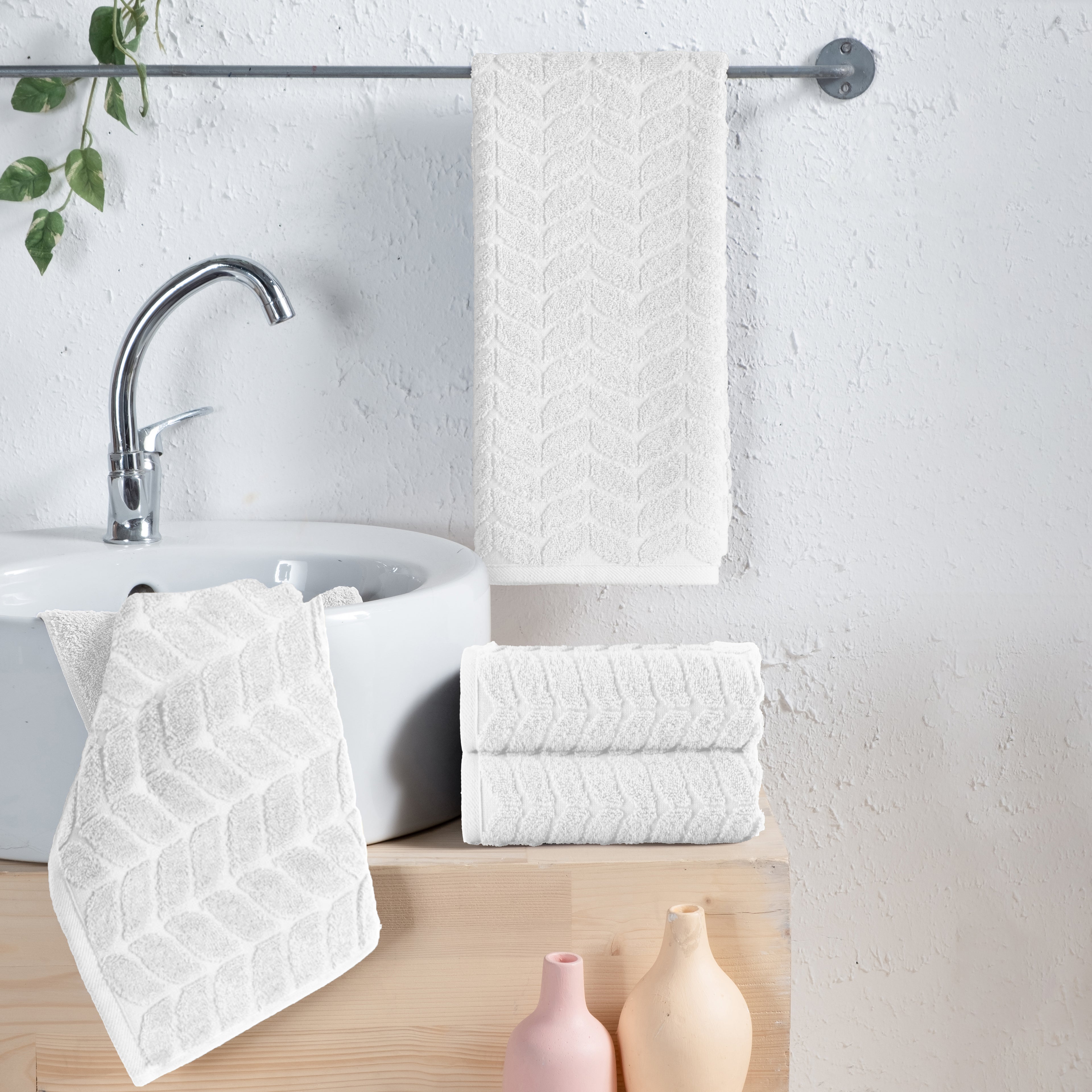 4-Pack Premium Turkish Cotton Braided Hand Towel Set, 16 x 28 inch