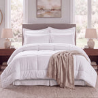 8-Piece Bamboo Floral Pattern Comforter Set- Includes 4-Piece Sheet Set with Double Sided Storage Pockets