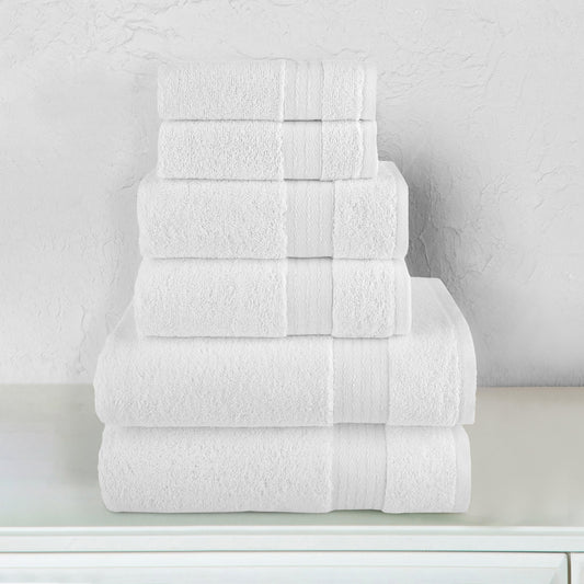 Elegant Comfort 6-Piece Turkish Cotton Towel Set, 2 Washcloths, 2 Hand Towels and 2 Bath Towels