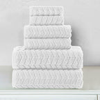 6-Piece Turkish Cotton Braided Towel Set, 2 Washcloths, 2 Hand Towels and 2 Bath Towels