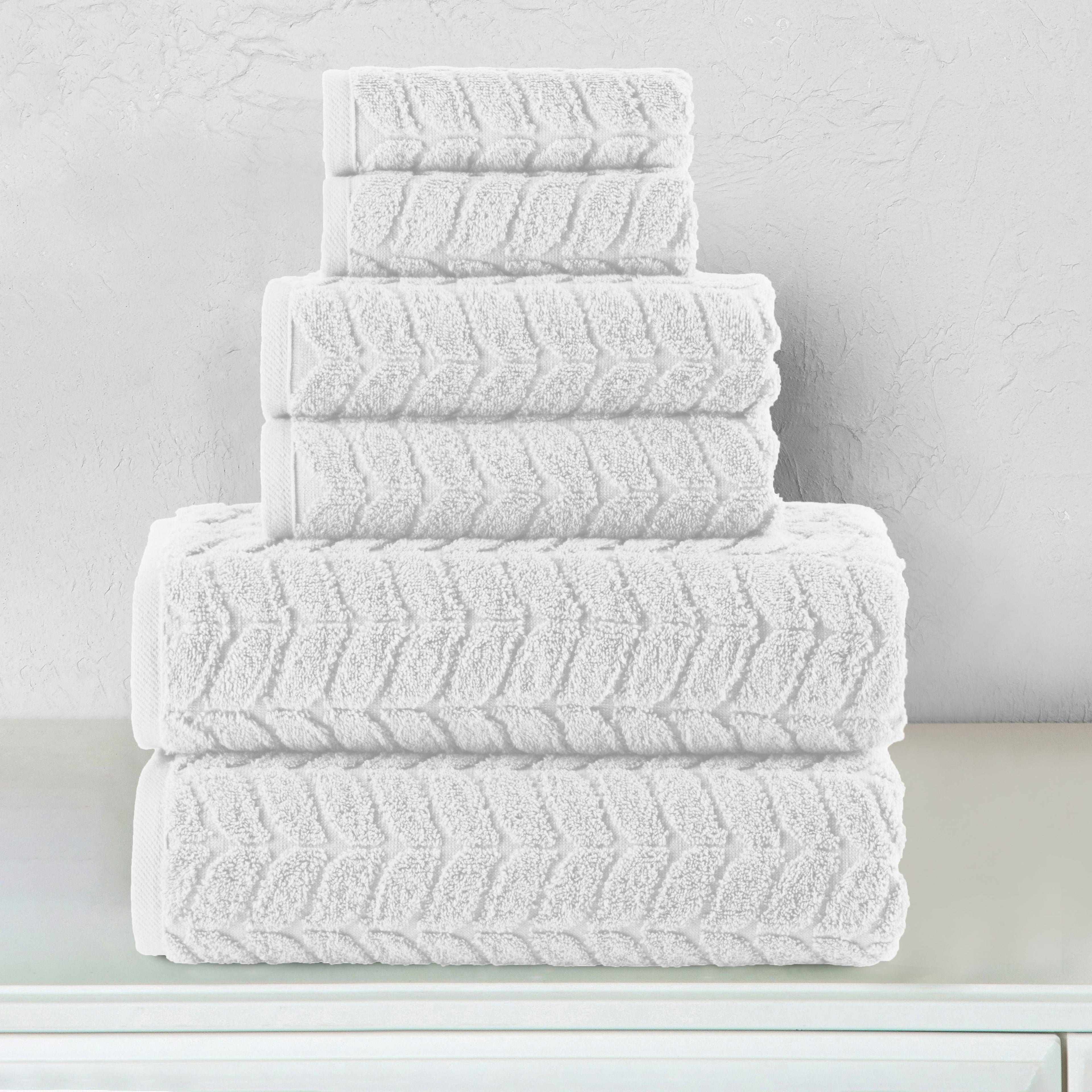 6-Piece Turkish Cotton Braided Towel Set, 2 Washcloths, 2 Hand Towels and 2 Bath Towels