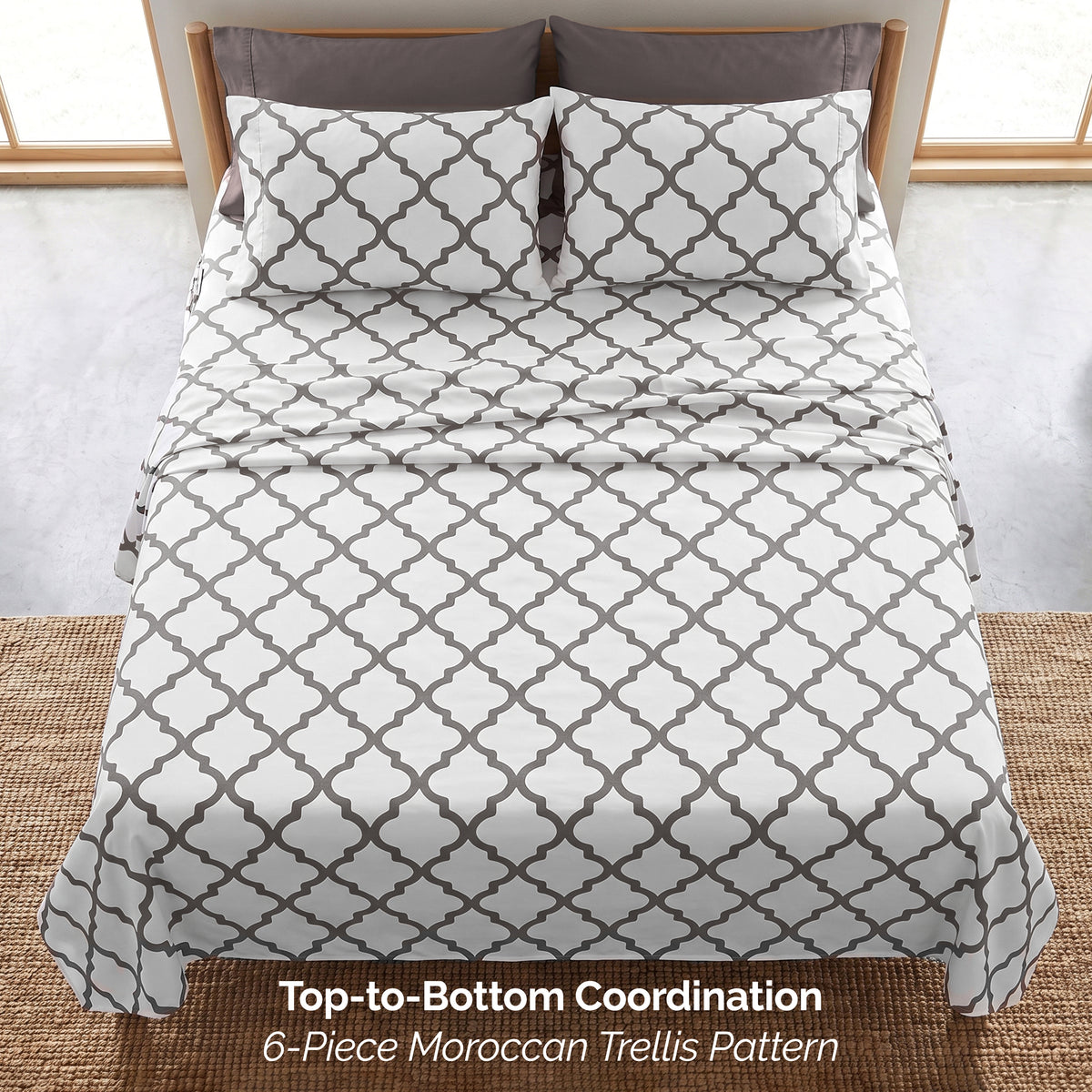 6-Piece Moroccan Trellis Printed Pattern - Soft as a Hotel Premium Quality