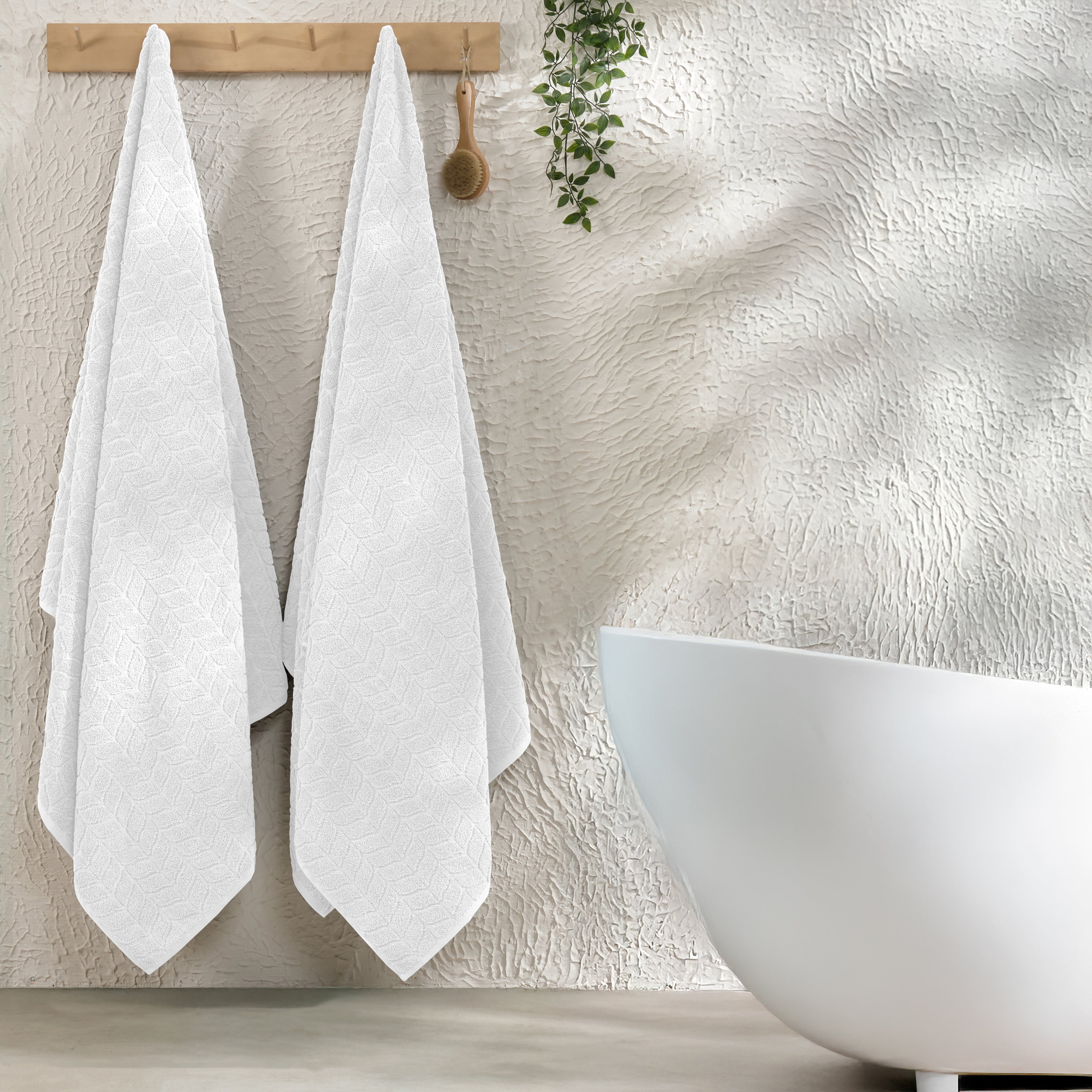 2-Pack Premium Turkish Cotton Braided Bath Towel Set, 27 x 54 inch