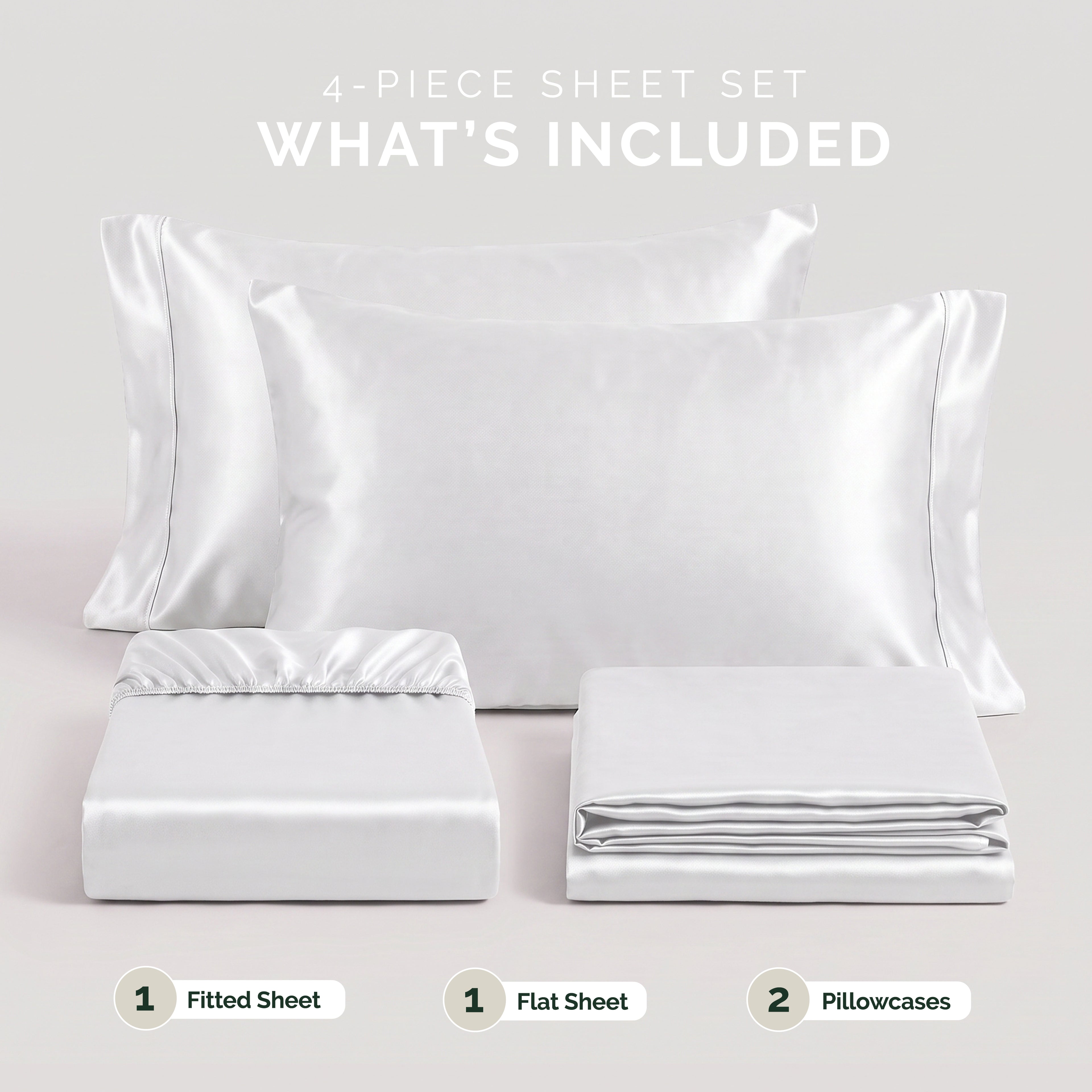 Fine 4-Piece Silky Satin Sheet Set, Bright Shades